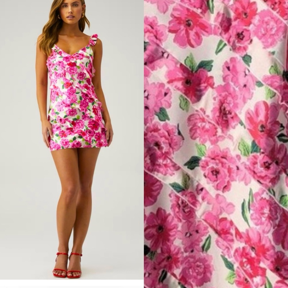 SHOW ME YOUR MUMU
Rosa Ruffle Mini Dress size small or Medium pink floral